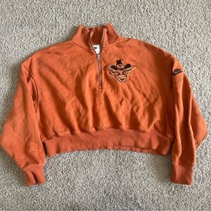Nike Longhorn Oversized University of Texas Cropped Quarter Zip Sweater Pullover